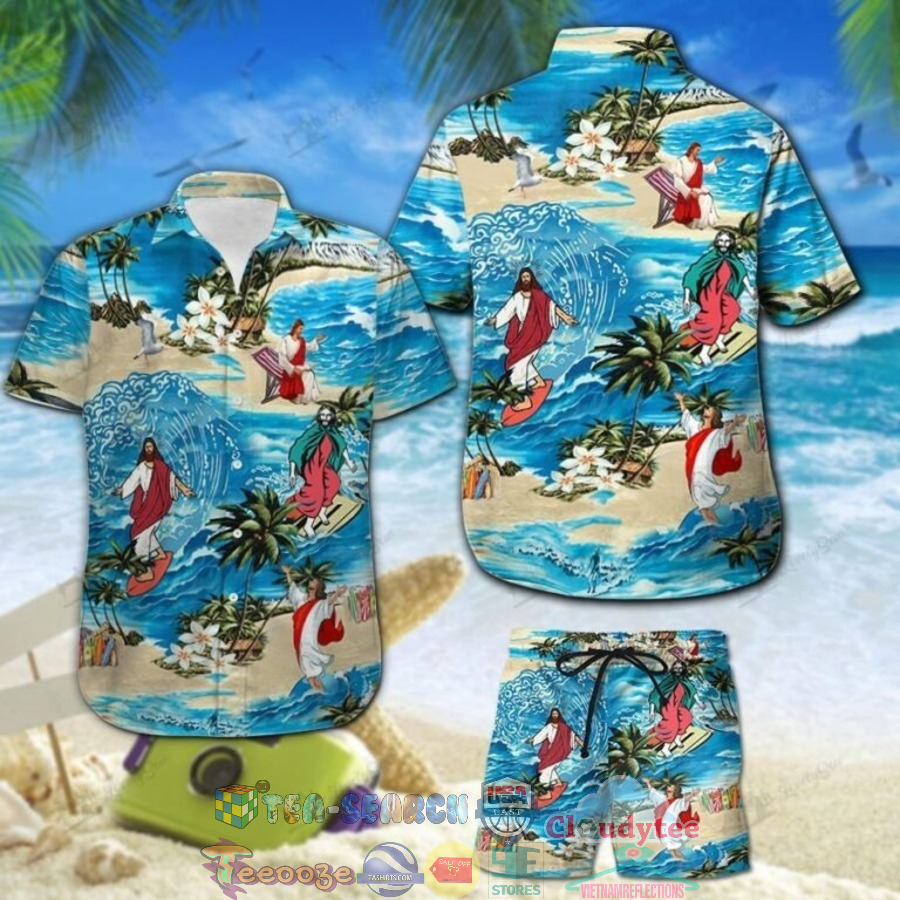 God Surfing Hawaiian Shirt And Shorts God Surfing Hawaiian Shirt And Shorts