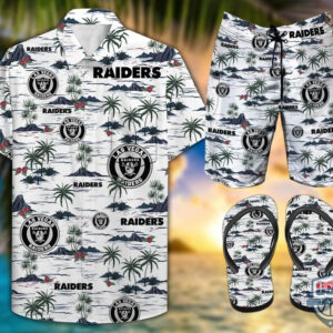 Las Vegas Raiders Hawaiian Shirt Beach Short And Flip Flops