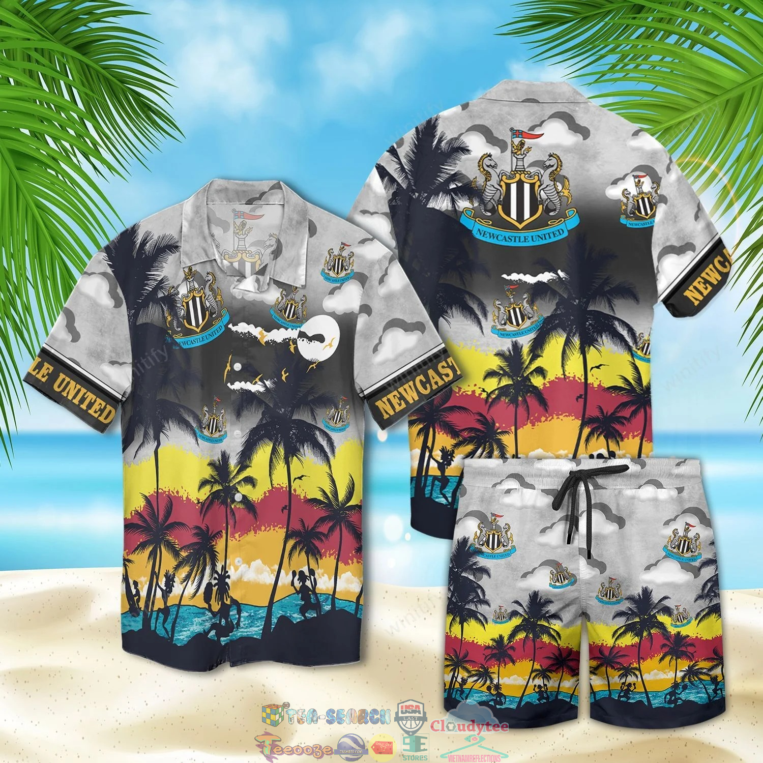 Newcastle United Fc Palm Tree Hawaiian Shirt Beach Shorts Newcastle United Fc Palm Tree Hawaiian Shirt Beach Shorts