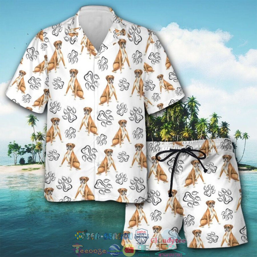 Boxer Cute Art Hawaiian Shirt And Shorts Boxer Cute Art Hawaiian Shirt And Shorts
