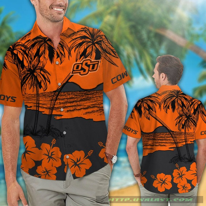 Oklahoma State Cowboys Hibiscus Hawaiian Shirt Beach Short Oklahoma State Cowboys Hibiscus Hawaiian Shirt Beach Short
