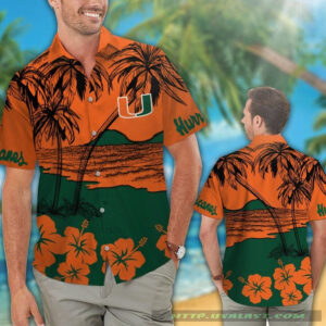 Miami Hurricanes Hibiscus Hawaiian Shirt Beach Short