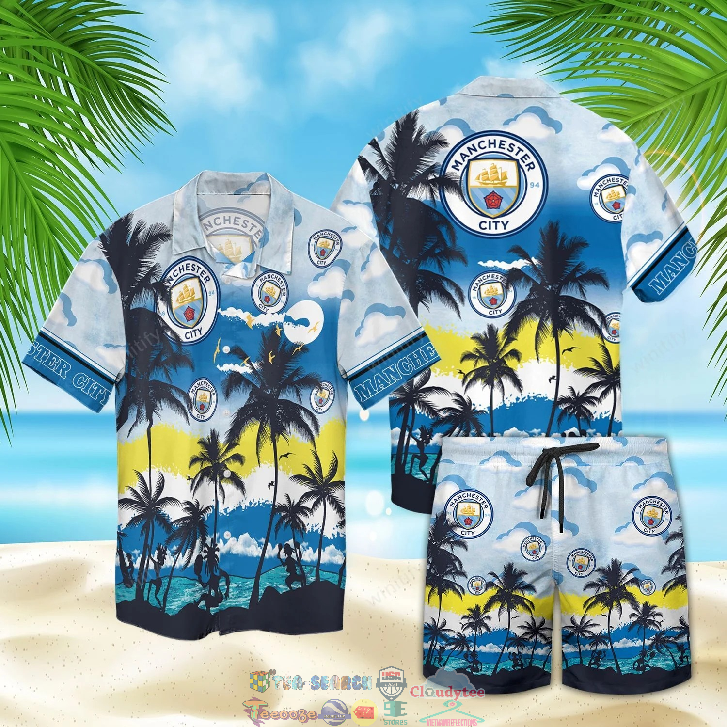 Manchester City Fc Palm Tree Hawaiian Shirt Beach Shorts Manchester City Fc Palm Tree Hawaiian Shirt Beach Shorts