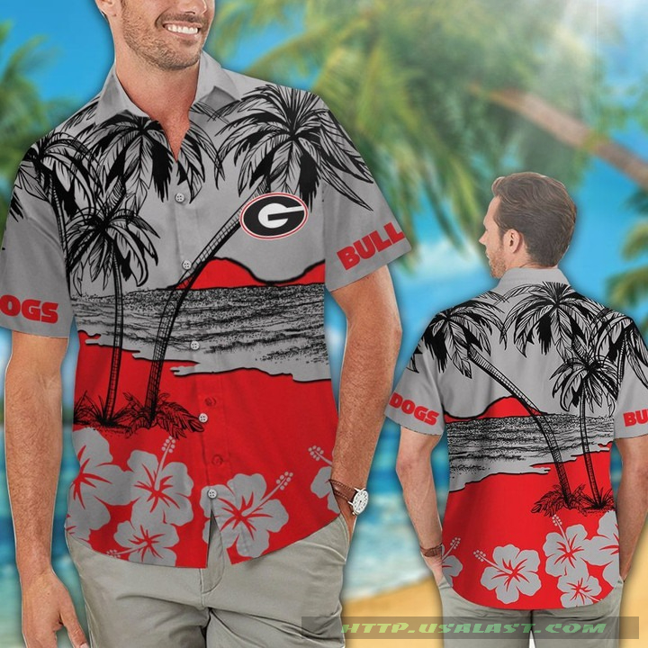 Georgia Bulldogs Hibiscus Hawaiian Shirt Beach Short Georgia Bulldogs Hibiscus Hawaiian Shirt Beach Short