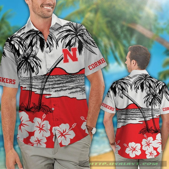 Nebraska Cornhuskers Hibiscus Hawaiian Shirt Beach Short Nebraska Cornhuskers Hibiscus Hawaiian Shirt Beach Short